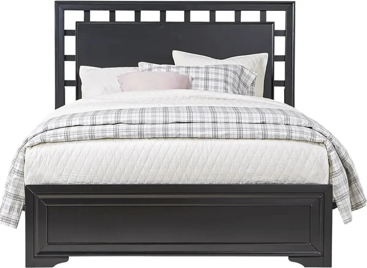 Belcourt Black 3 Pc Queen Lattice Bed