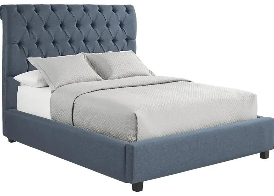 Annison Hills Blue 3 Pc Queen Upholstered Bed