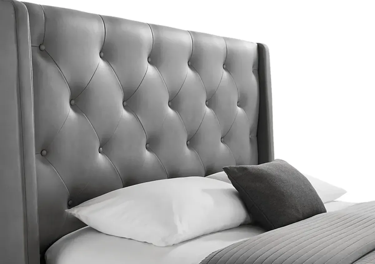 Alison II Gray 3 Pc Queen Upholstered Bed