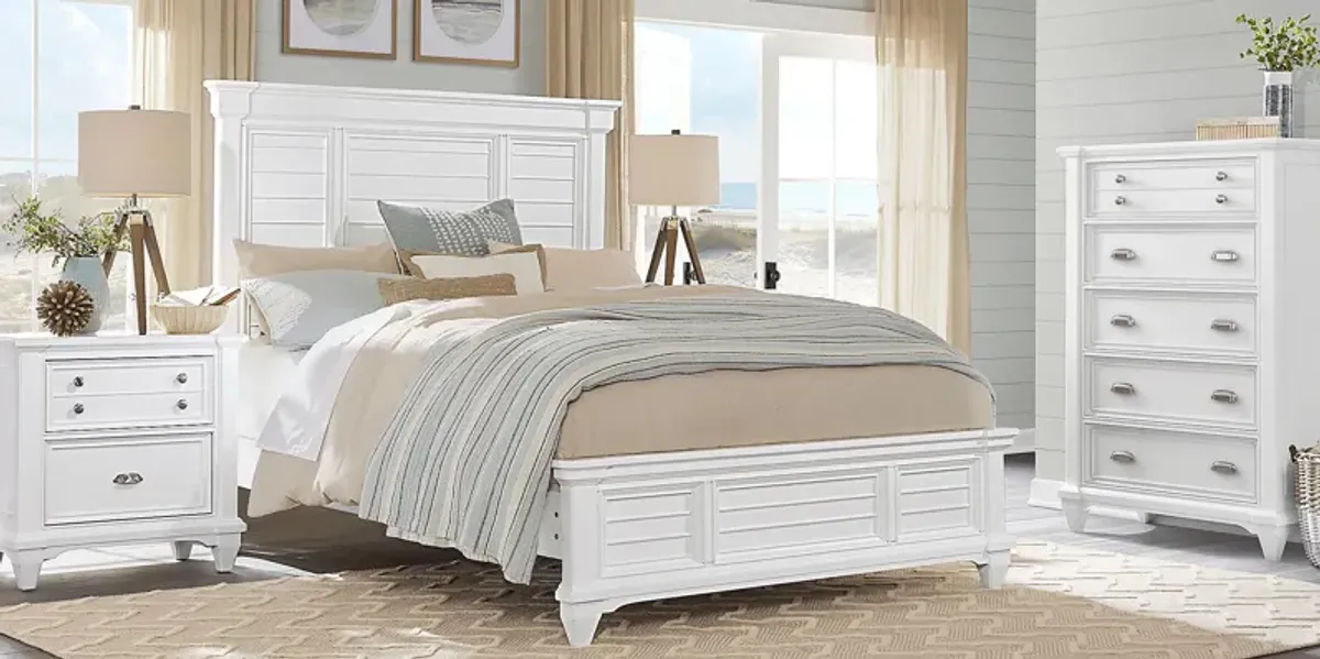 Hilton Head White 3 Pc Queen Panel Bed