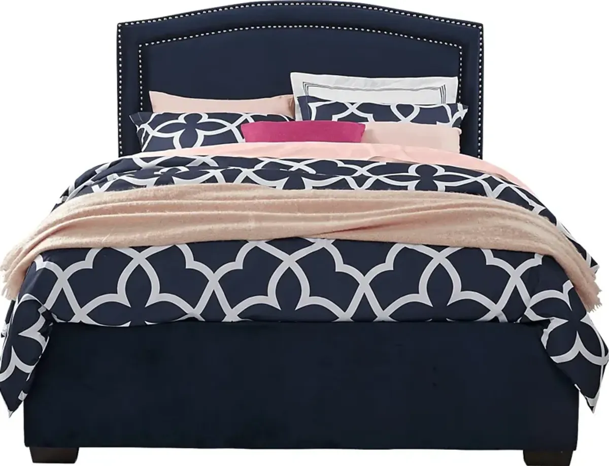 Loden Navy 3 Pc Queen Upholstered Bed