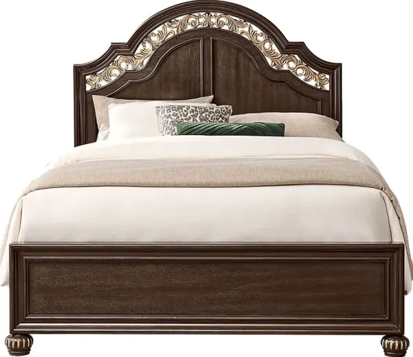 Augustine Brown 3 Pc Queen Arched Panel Bed