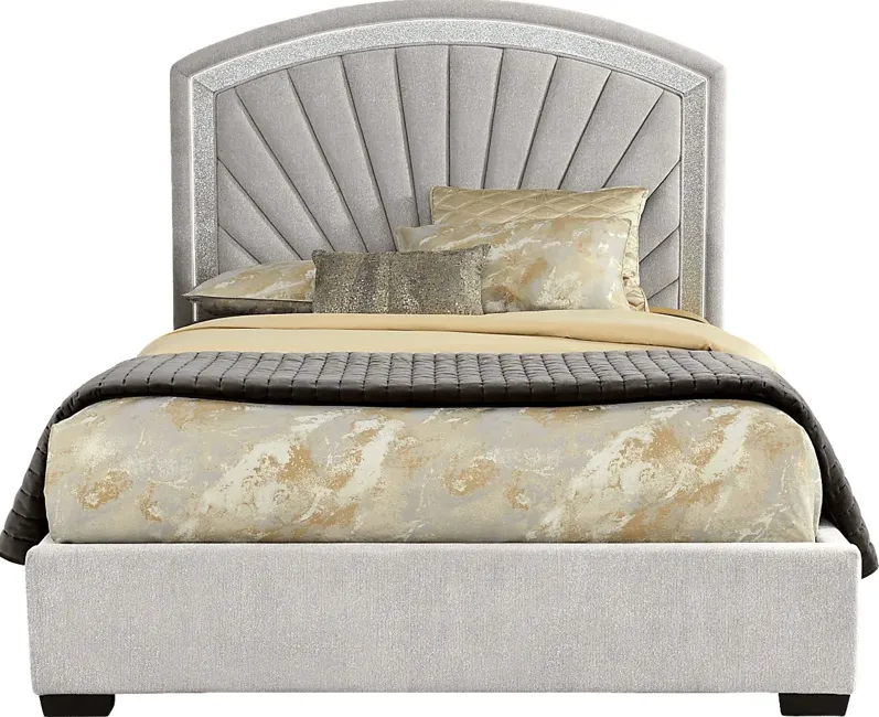 Shimmer Light Gray 3 Pc Queen Upholstered Bed