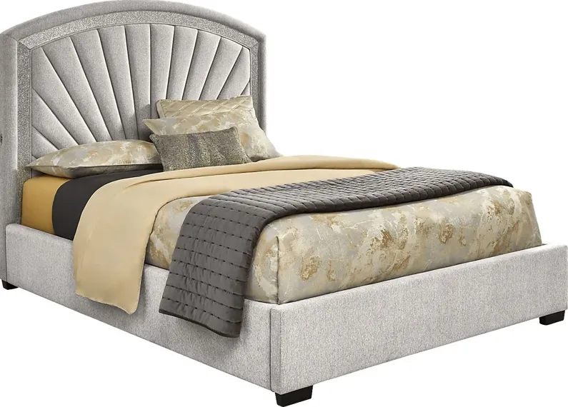 Shimmer Light Gray 3 Pc Queen Upholstered Bed