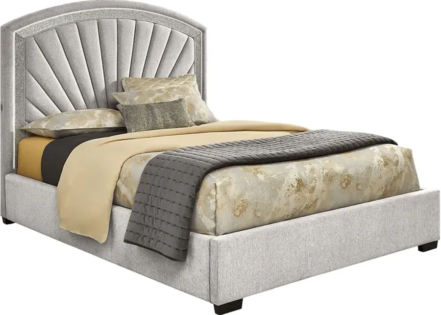 Shimmer Light Gray 3 Pc Queen Upholstered Bed