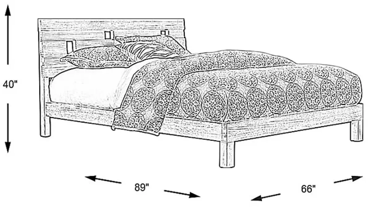 Gardenia Pecan 3 Pc Queen Platform Bed