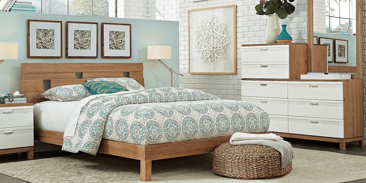 Gardenia Pecan 3 Pc Queen Platform Bed