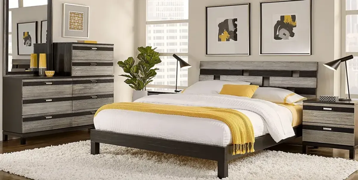 Gardenia Silver 3 Pc Queen Platform Bed