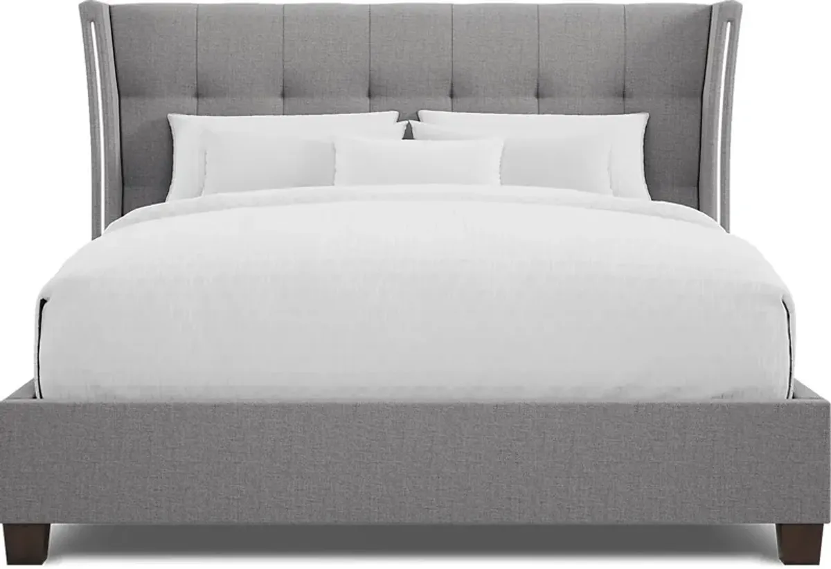 Carlie Gray 3 Pc Queen Upholstered Bed