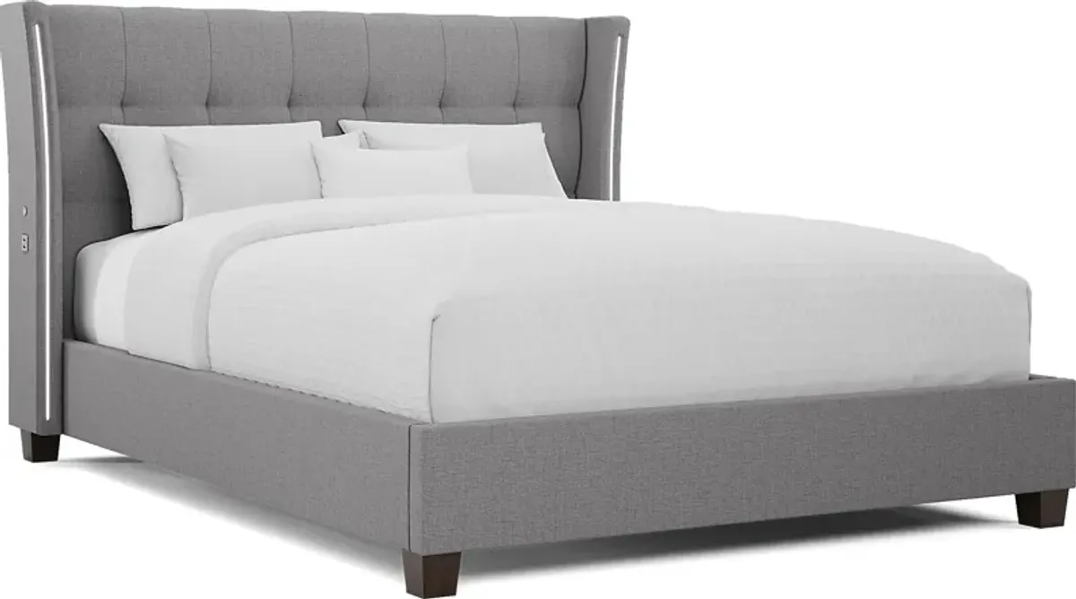 Carlie Gray 3 Pc Queen Upholstered Bed