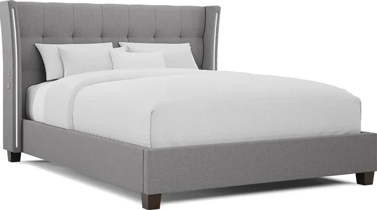 Carlie Gray 3 Pc Queen Upholstered Bed