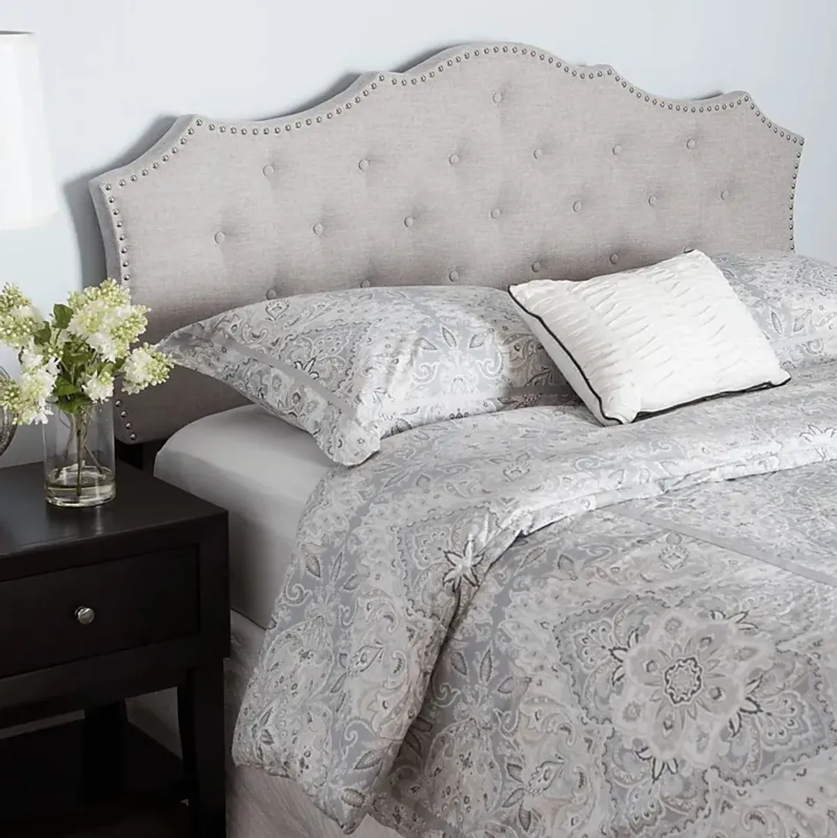 Poppleton Gray Queen Upholstered Headboard