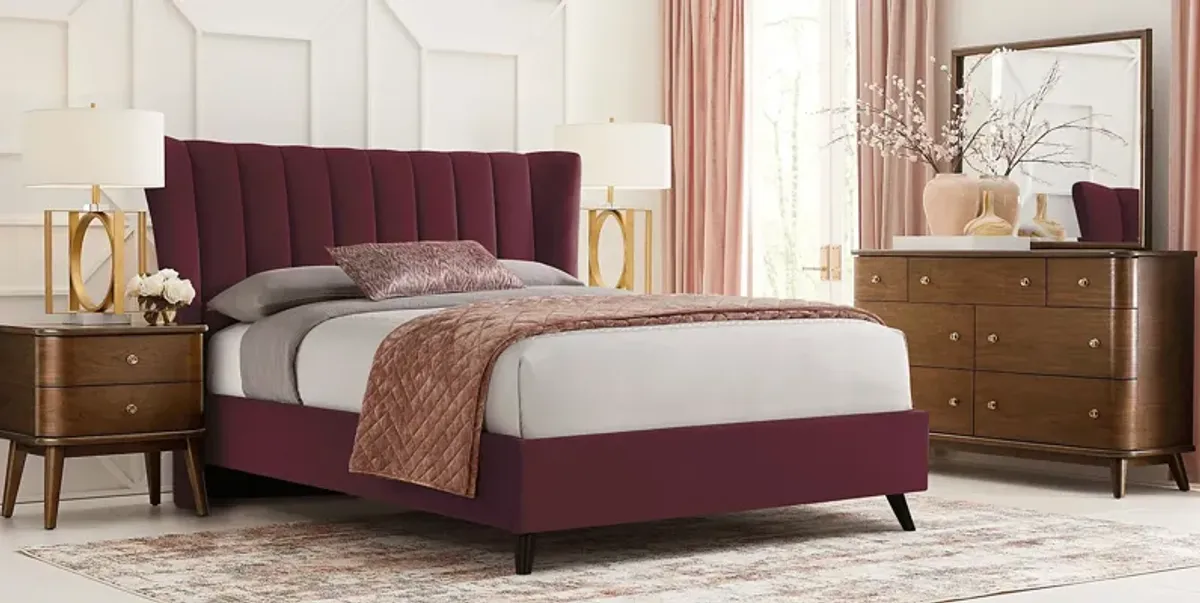 Nanton Park Red 3 Pc Queen Upholstered Bed