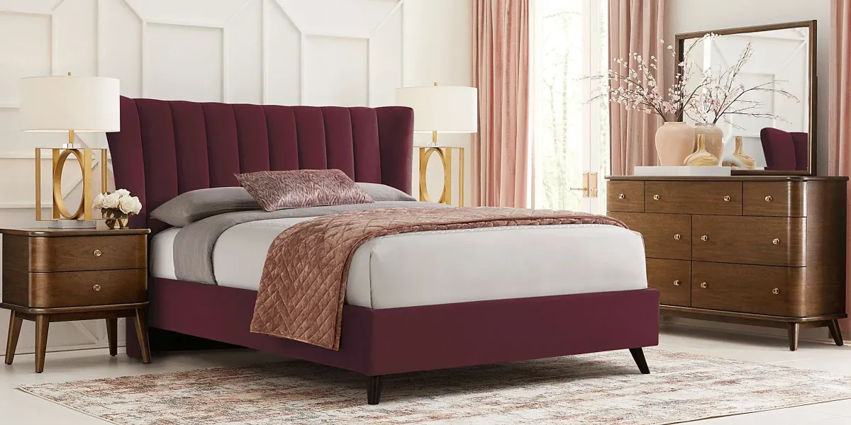 Nanton Park Red 3 Pc Queen Upholstered Bed