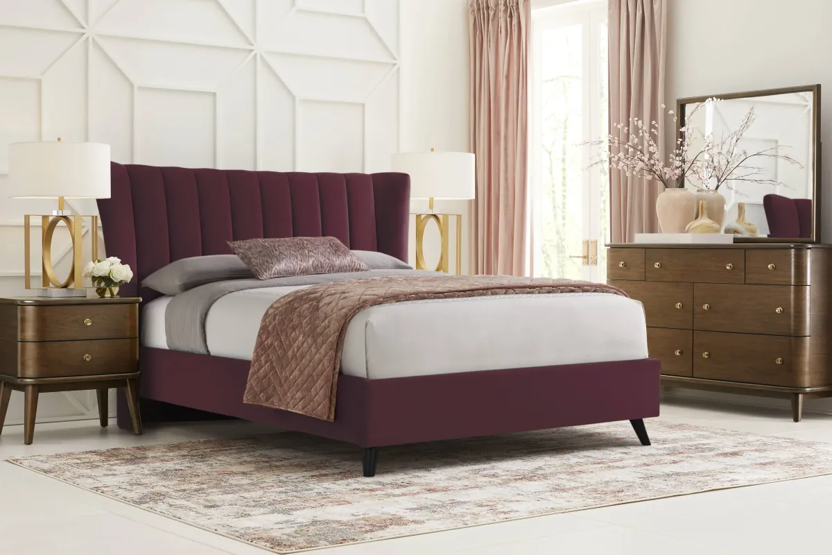 Nanton Park Red 3 Pc Queen Upholstered Bed