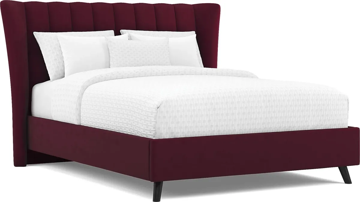 Nanton Park Red 3 Pc Queen Upholstered Bed