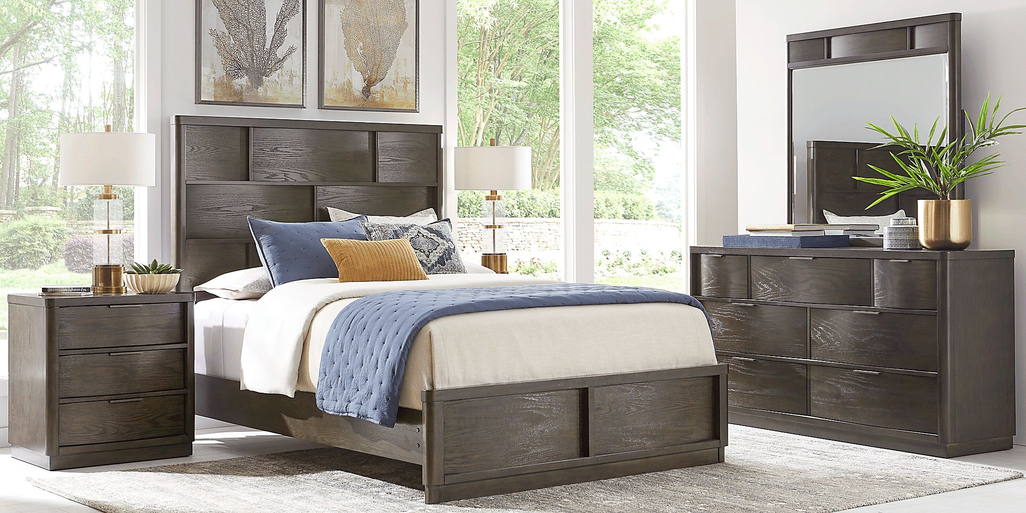 Avona Place Brown 3 Pc Queen Panel Bed