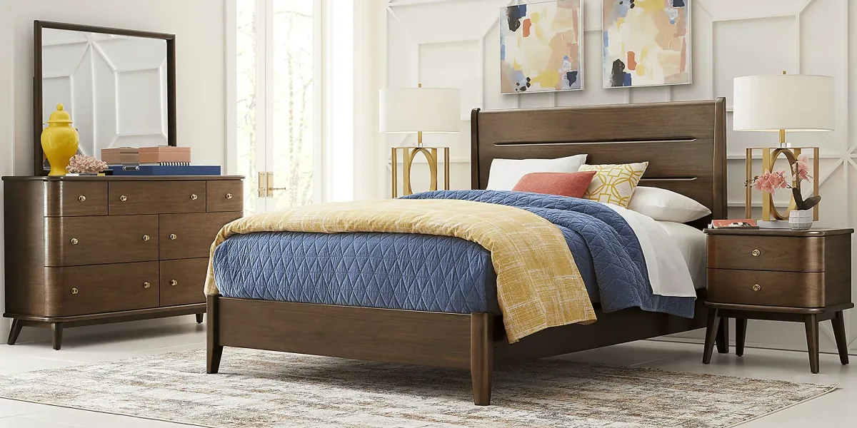 Devon Loft Walnut 3 Pc Queen Panel Bed