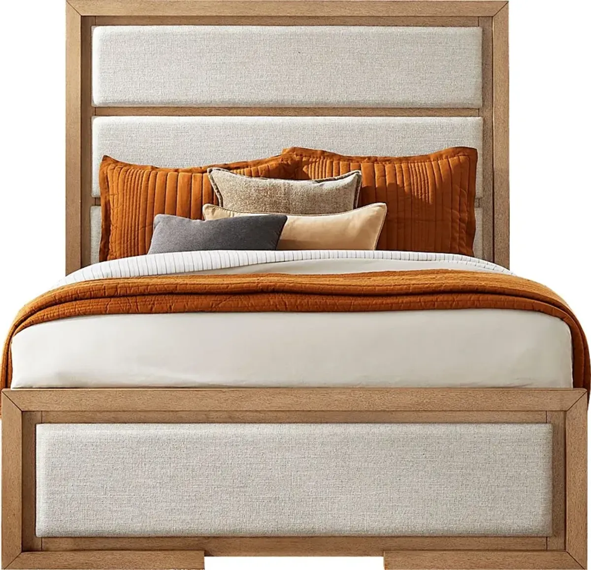 Alpine Lake Light Oak 3 Pc Queen Upholstered Bed