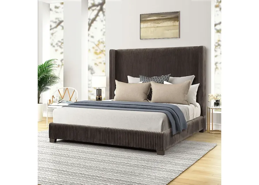 Cassertio Brown 3 Pc King Upholstered Bed