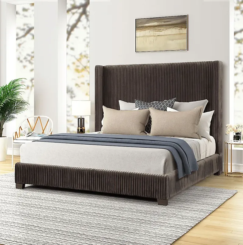 Cassertio Brown 3 Pc King Upholstered Bed