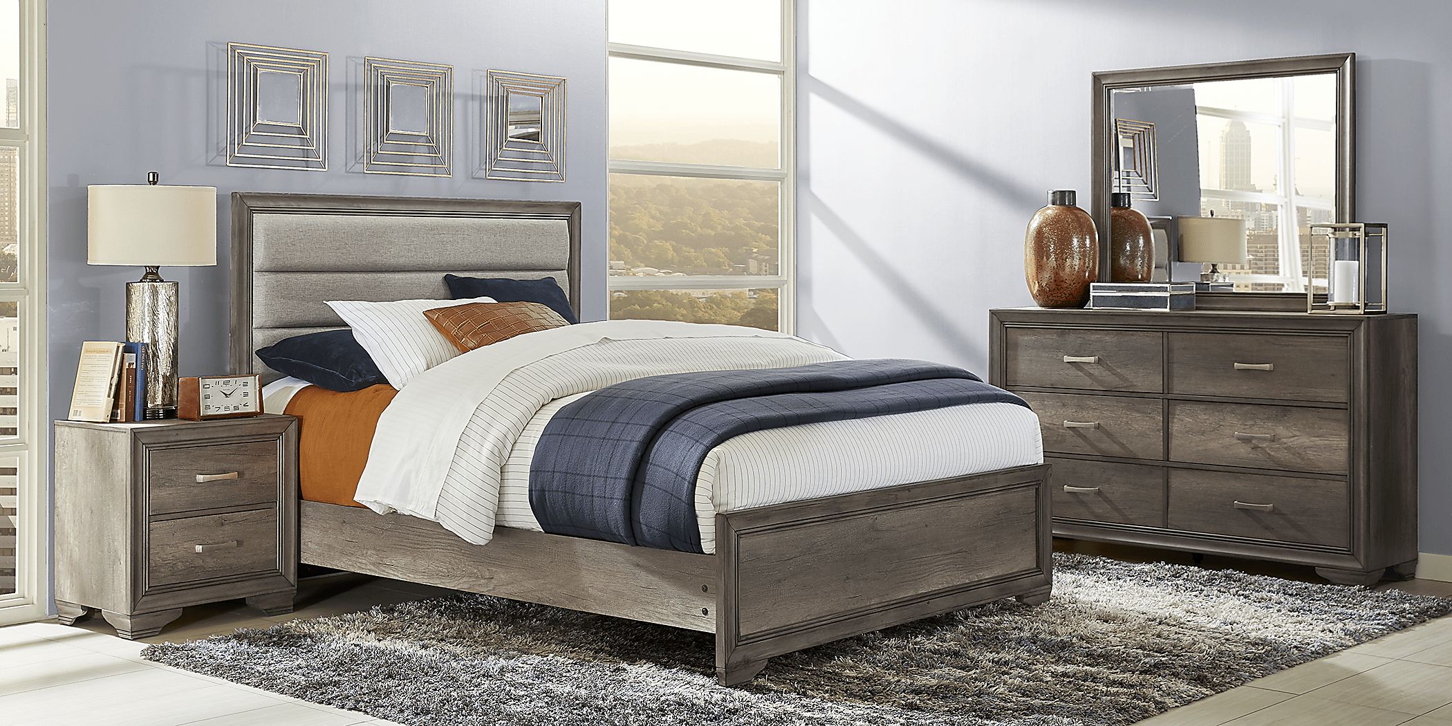 Marlow Gray 3 Pc King Panel Bed