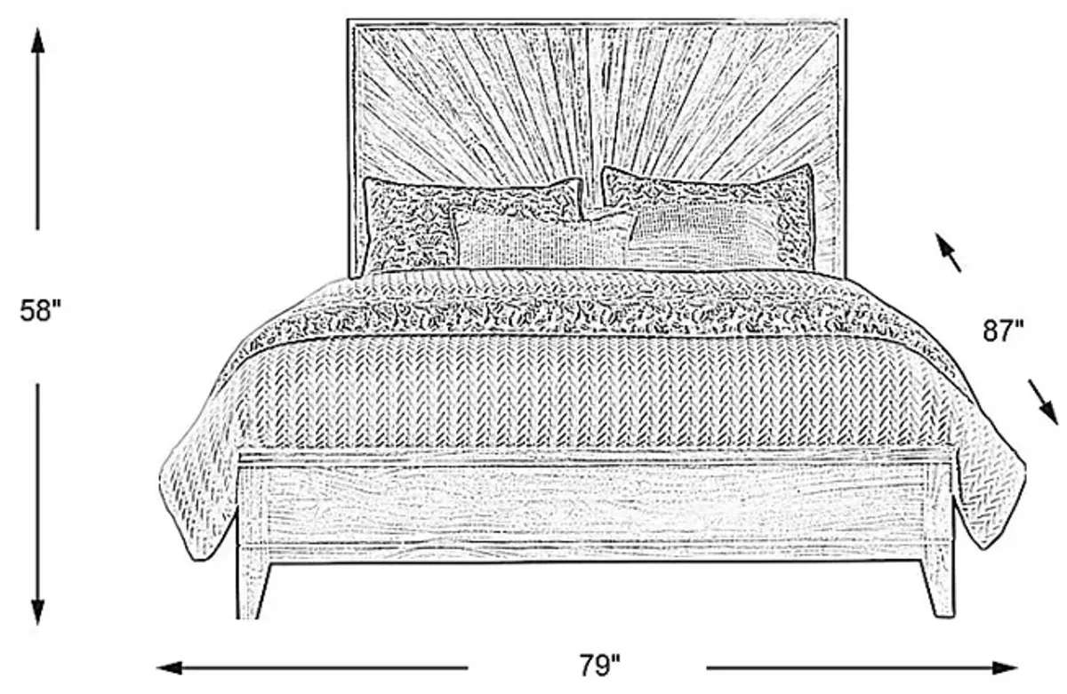 Cedona View Natural 3 Pc King Panel Bed