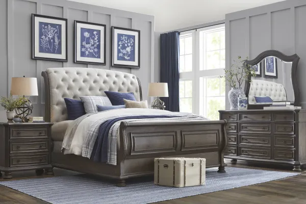 Armitage Dark Brown 8 Pc King Upholstered Bedroom