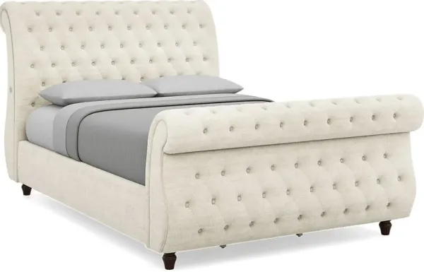 Ivy White 3 Pc King Upholstered Sleigh Bed