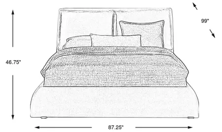 York Mills Gray 3 Pc King Upholstered Bed