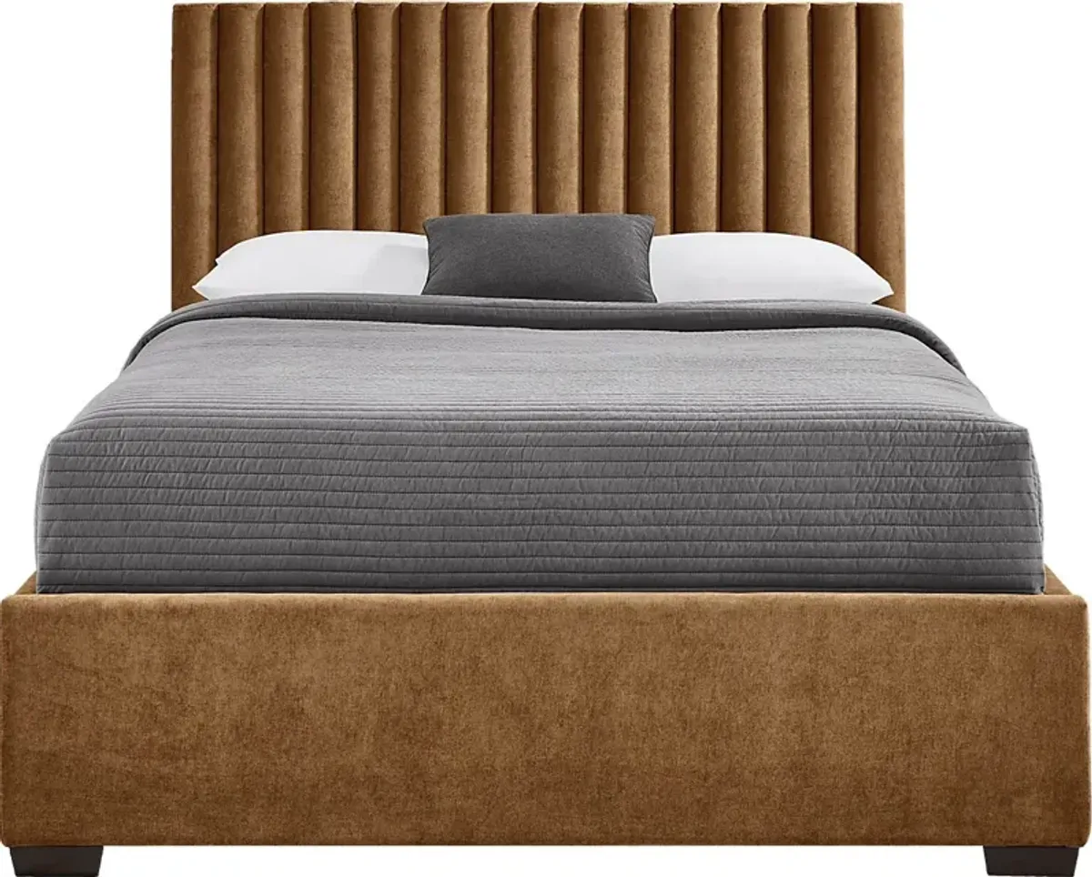 Belvedere Cognac 3 Pc King Upholstered Bed