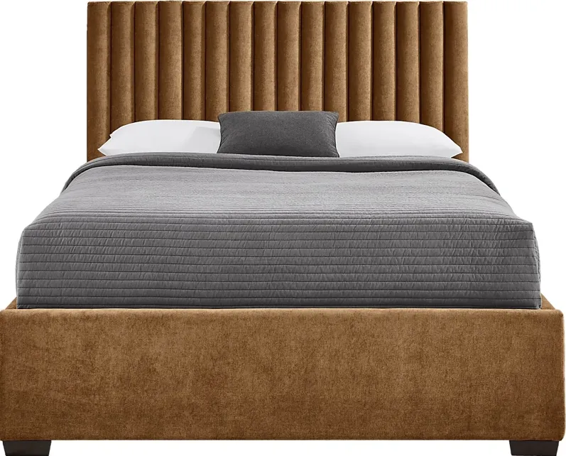 Belvedere Cognac 3 Pc King Upholstered Bed