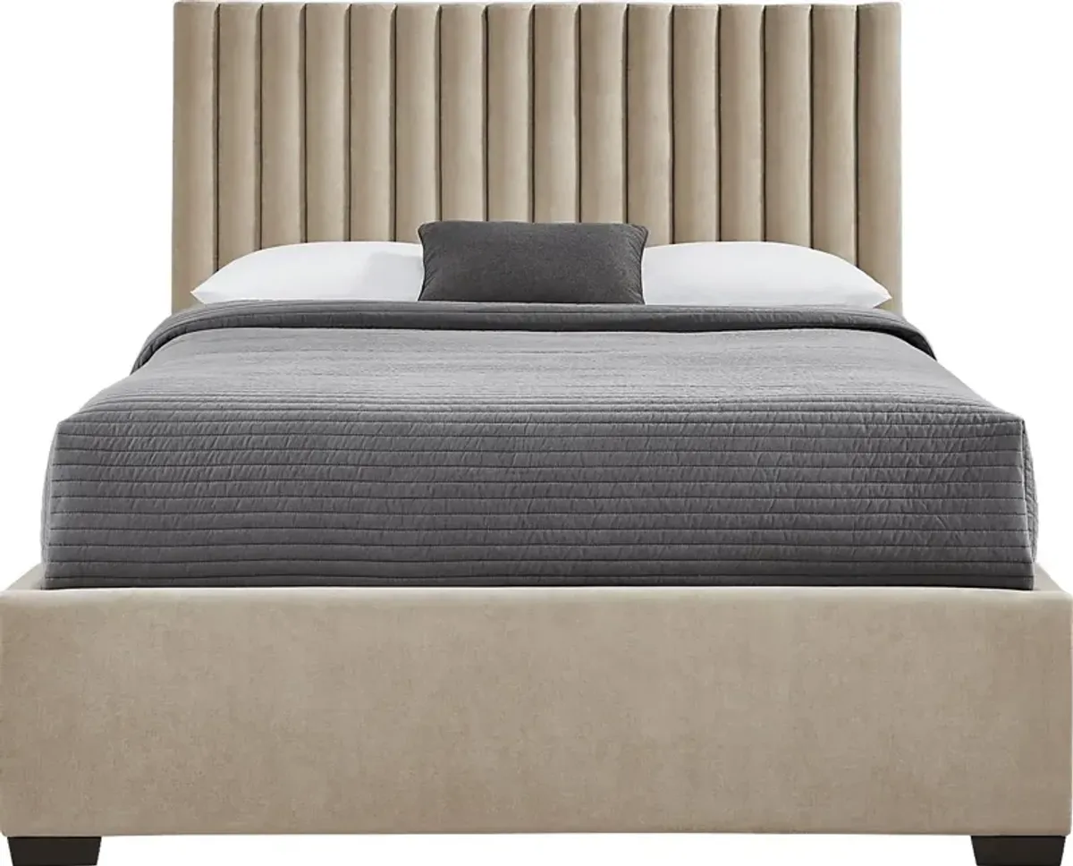 Belvedere Beige 3 Pc King Upholstered Bed