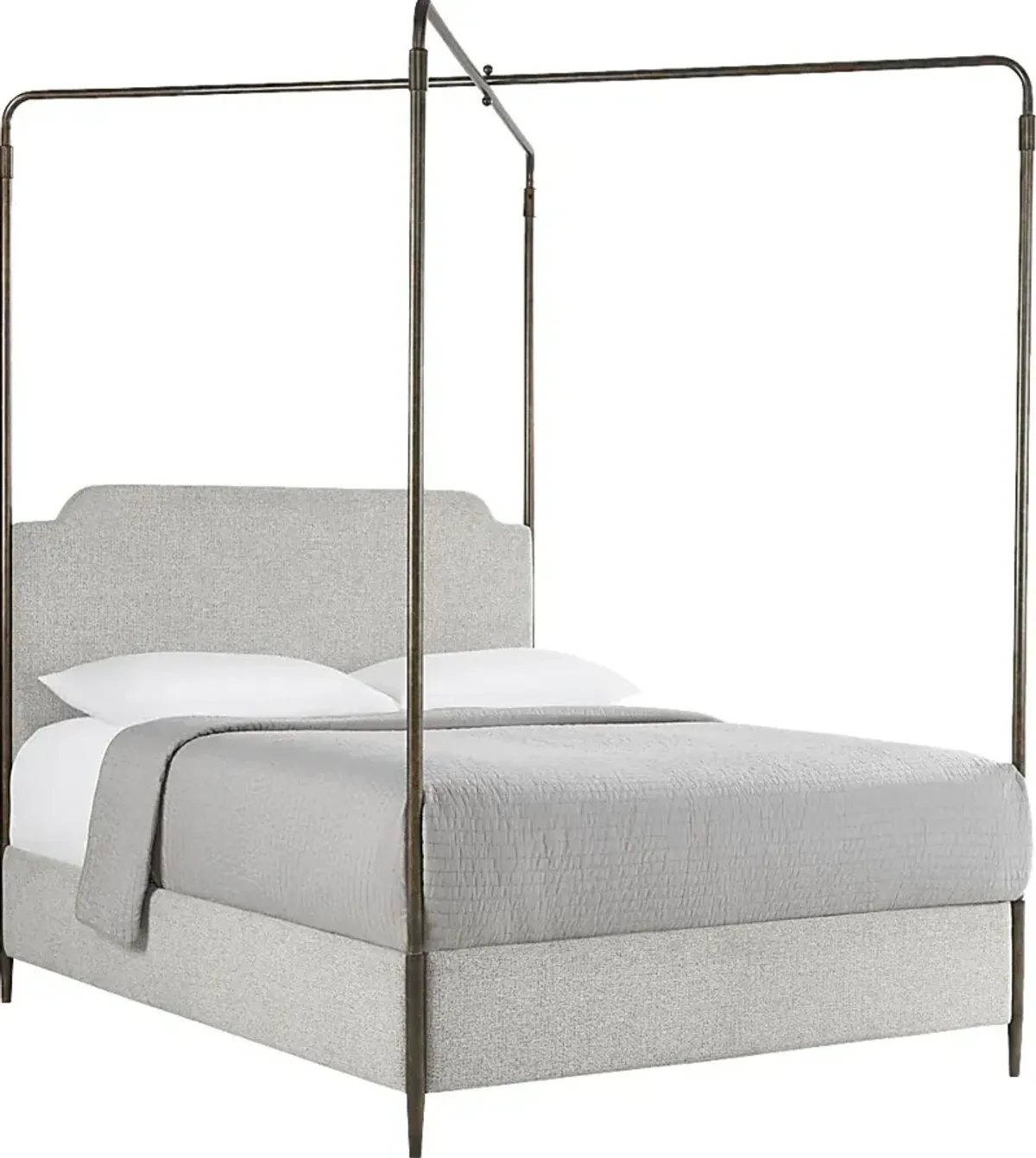 Amelia Point Bronze King Canopy Upholstered Bed