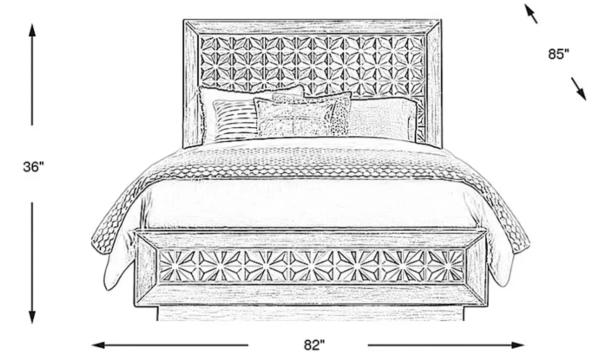 Midnight Jewel Honey 3 Pc King Panel Bed