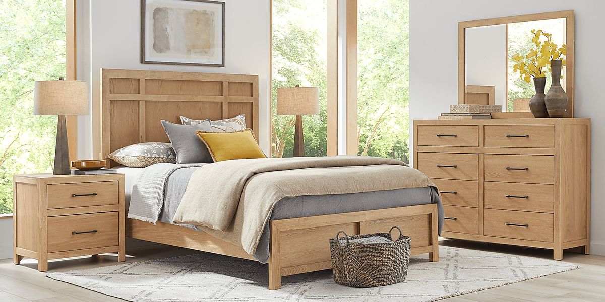 Woodley Natural 3 Pc King Panel Bed