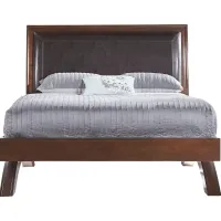 Belcourt Brown Cherry 3 Pc King Upholstered Sleigh Arch Bed
