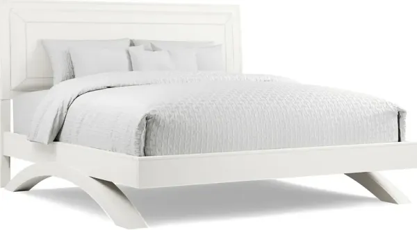 Belcourt White 3 Pc King Upholstered Sleigh Arch Bed