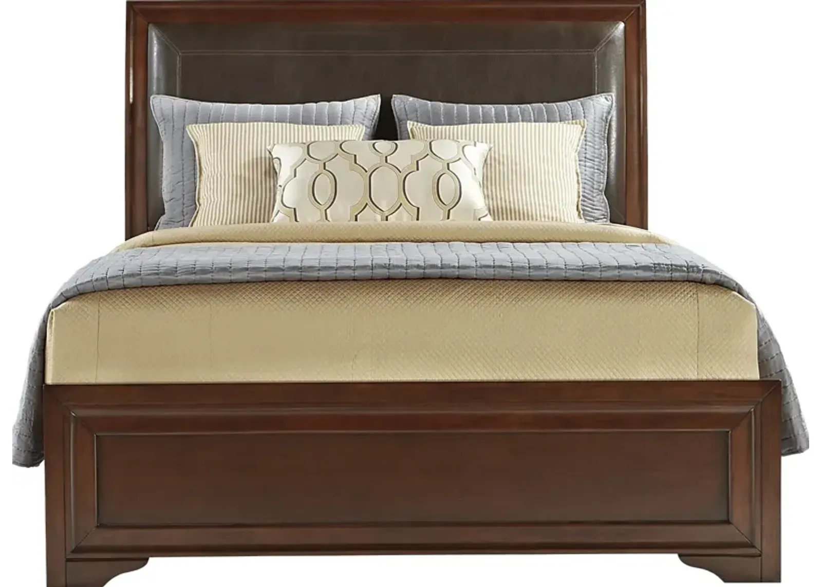 Belcourt Brown Cherry 3 Pc King Upholstered Sleigh Bed