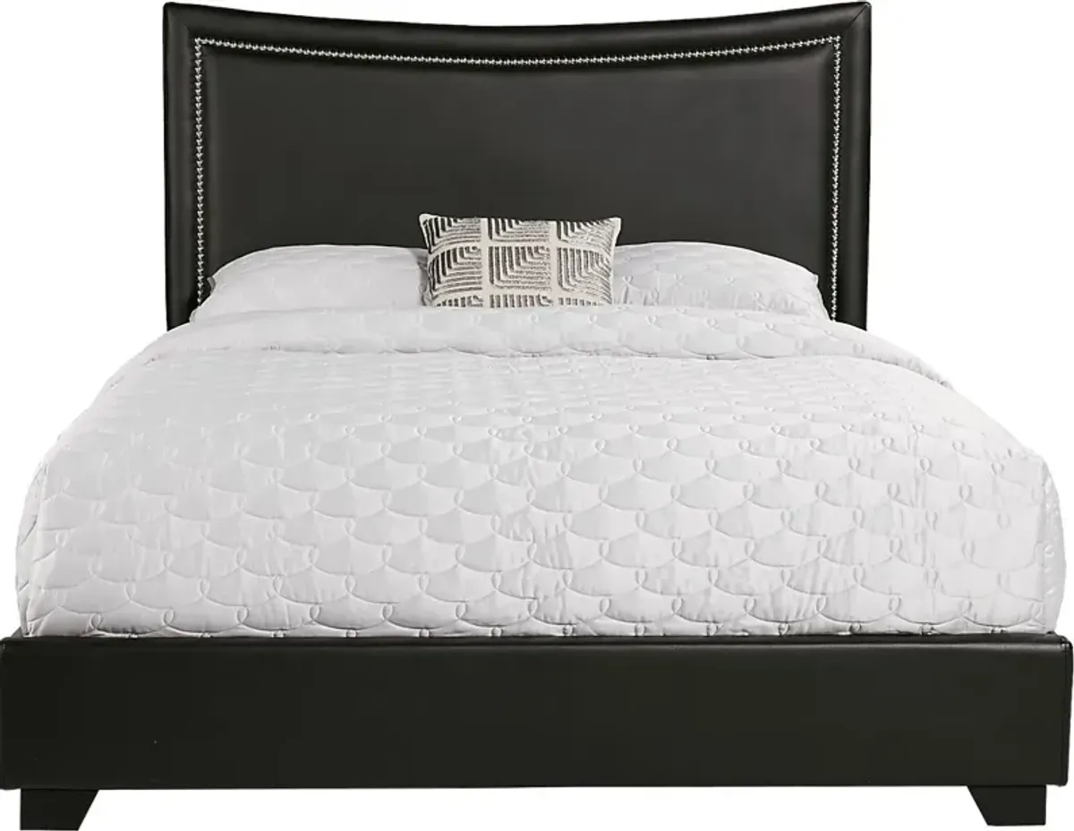 Belcourt Black 5 Pc Bedroom with Genoa Black Queen Upholstered Bed