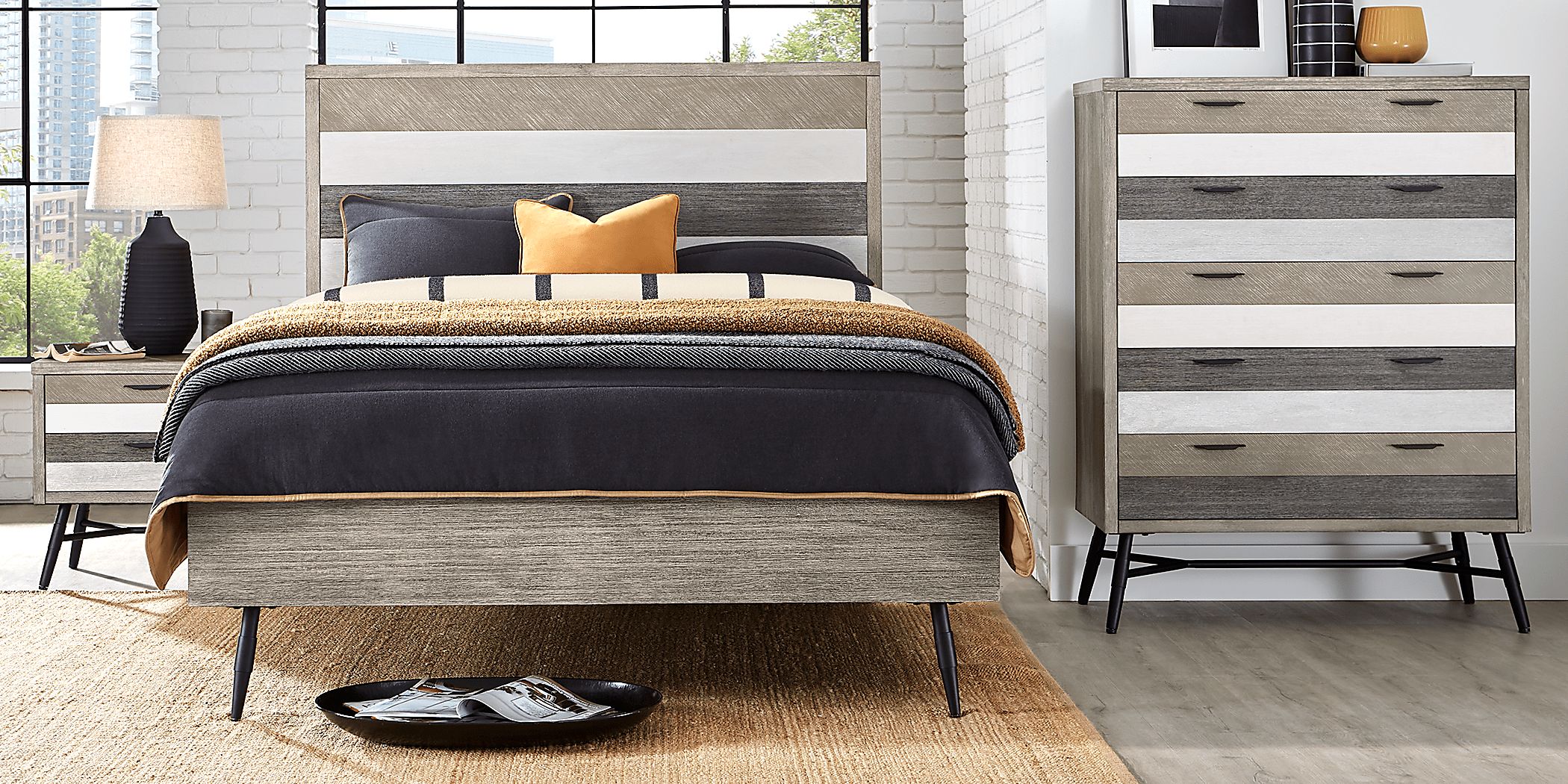 Midtown Loft Gray 3 Pc King Panel Bed