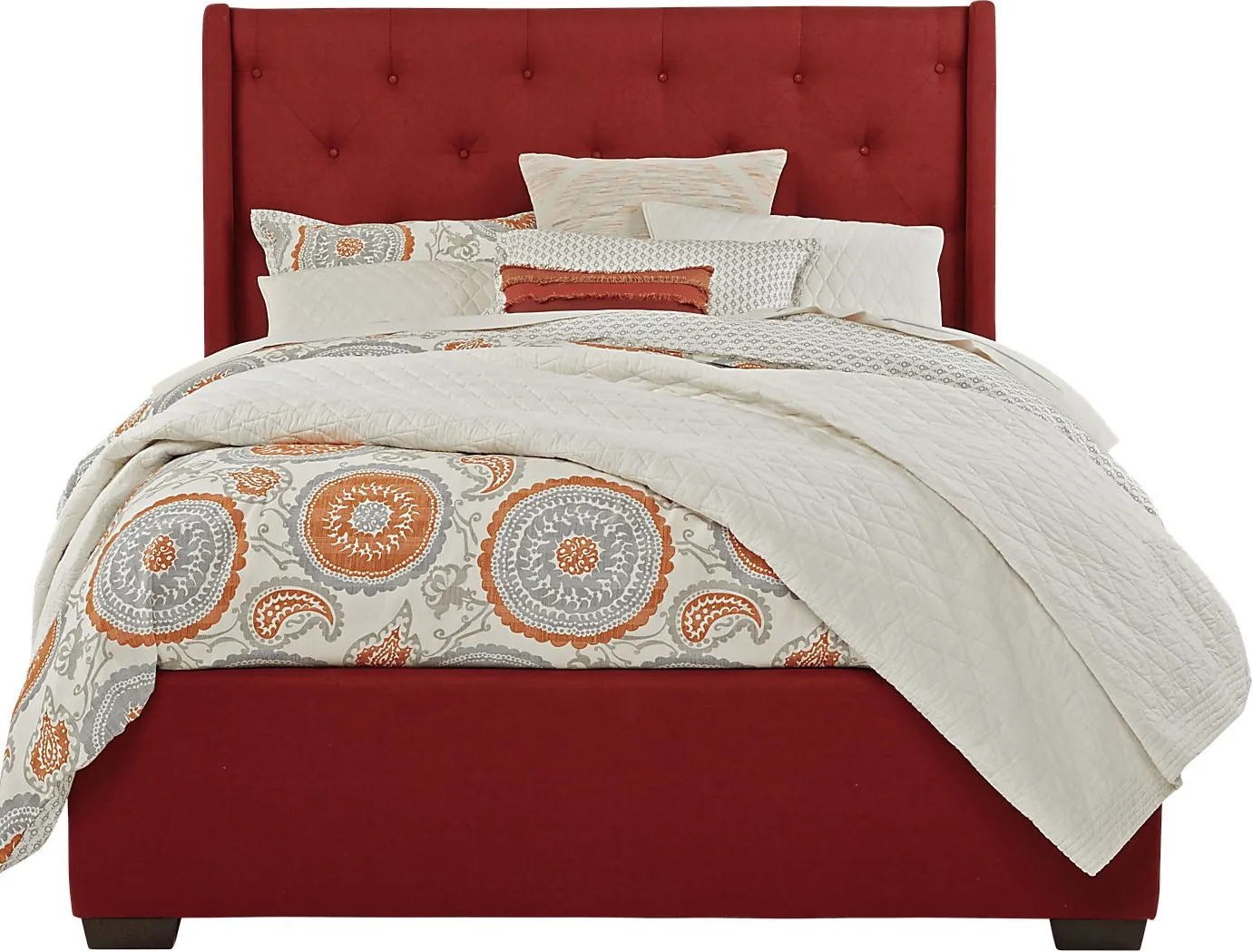 Alison Red 3 Pc King Upholstered Bed