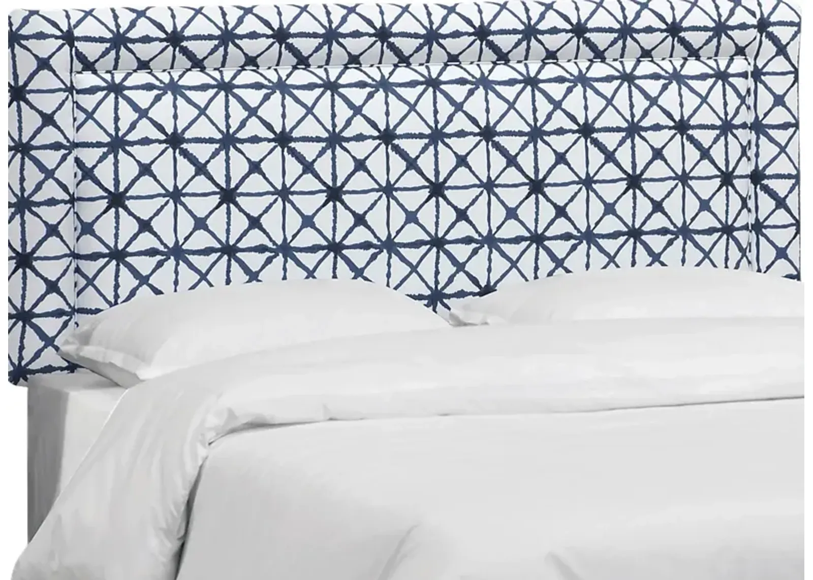 Rhombusland Blue King Upholstered Headboard