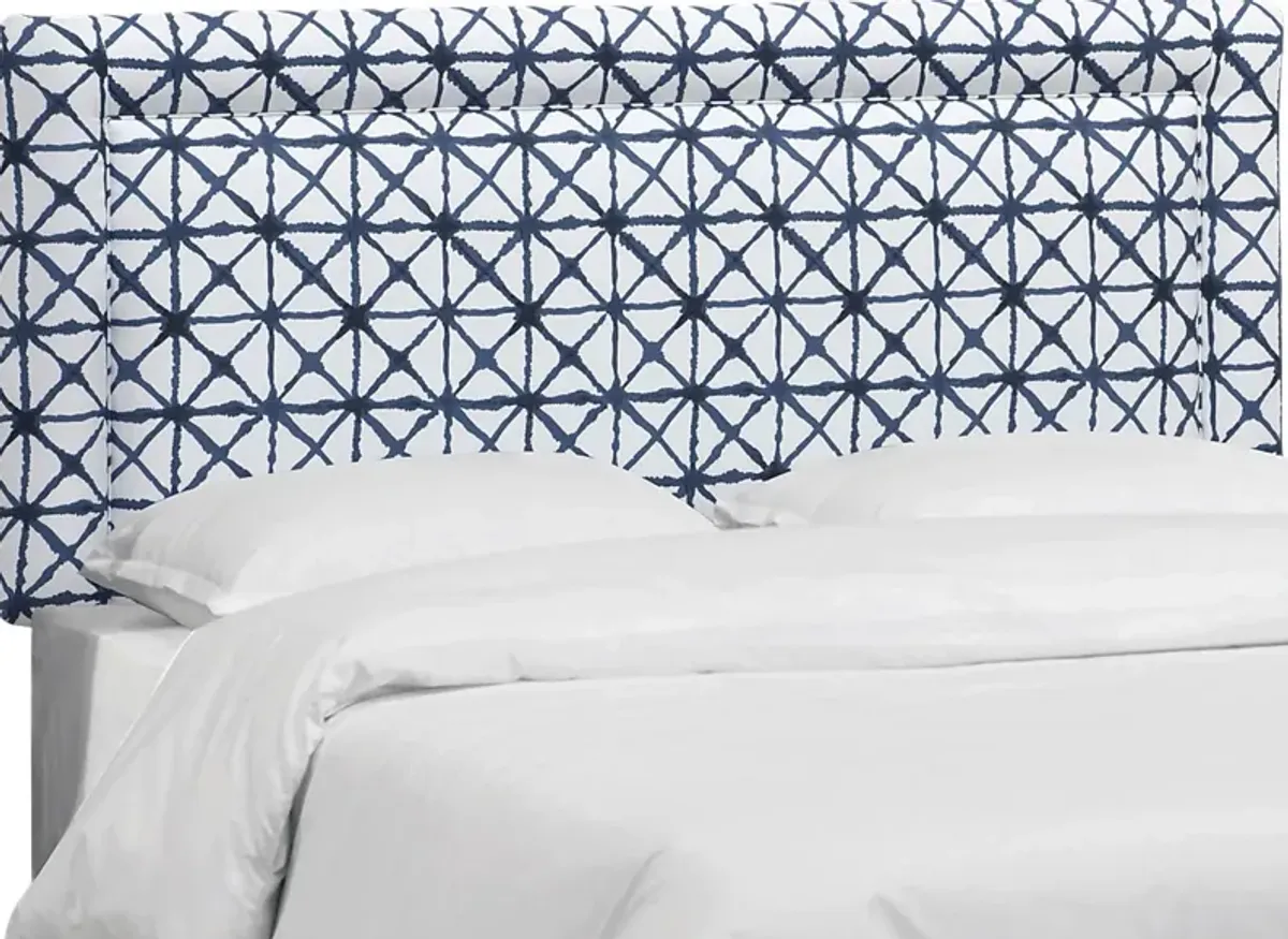 Rhombusland Blue King Upholstered Headboard