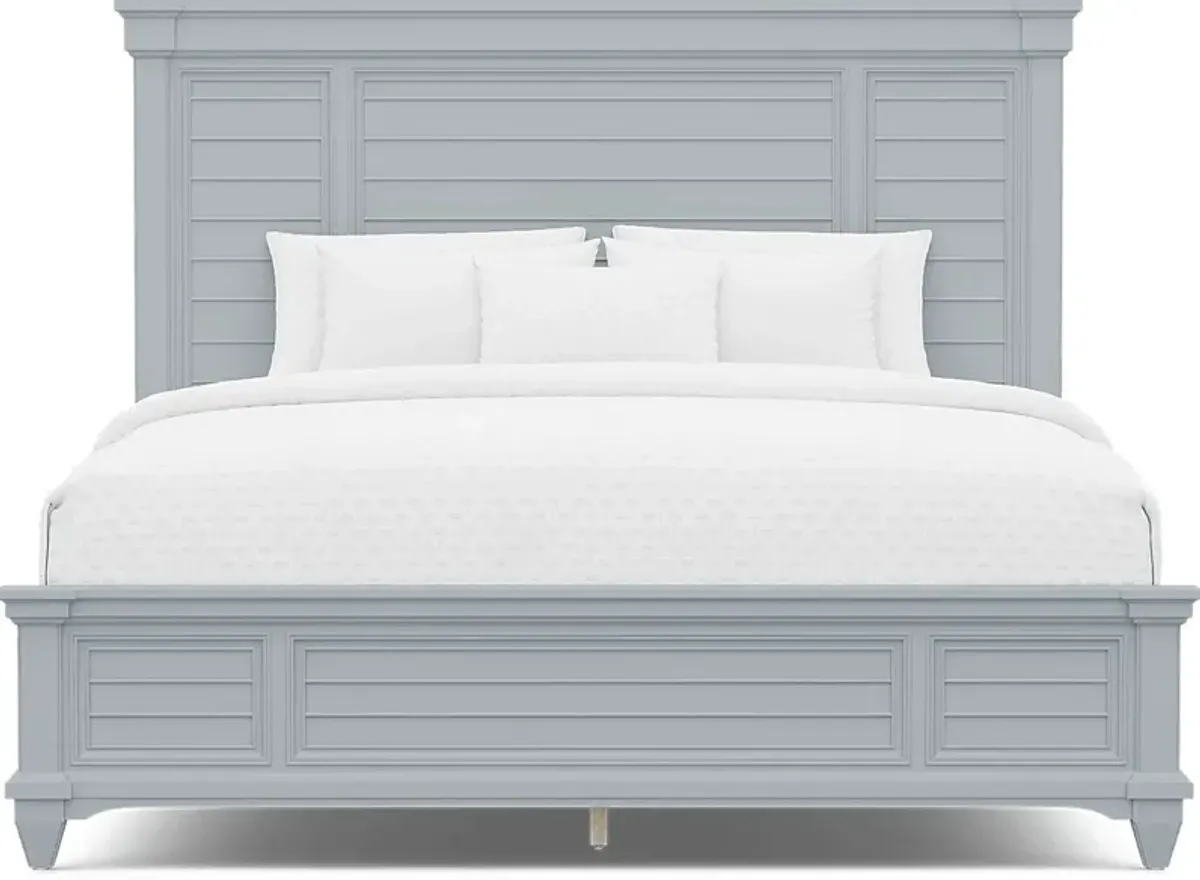 Hilton Head Blue 3 Pc King Panel Bed