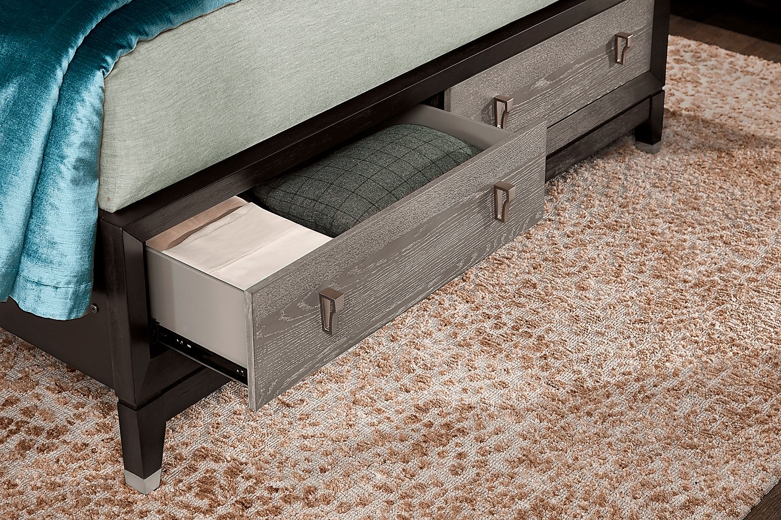 Rosalie Gray and Black 3 Pc King Storage Bed