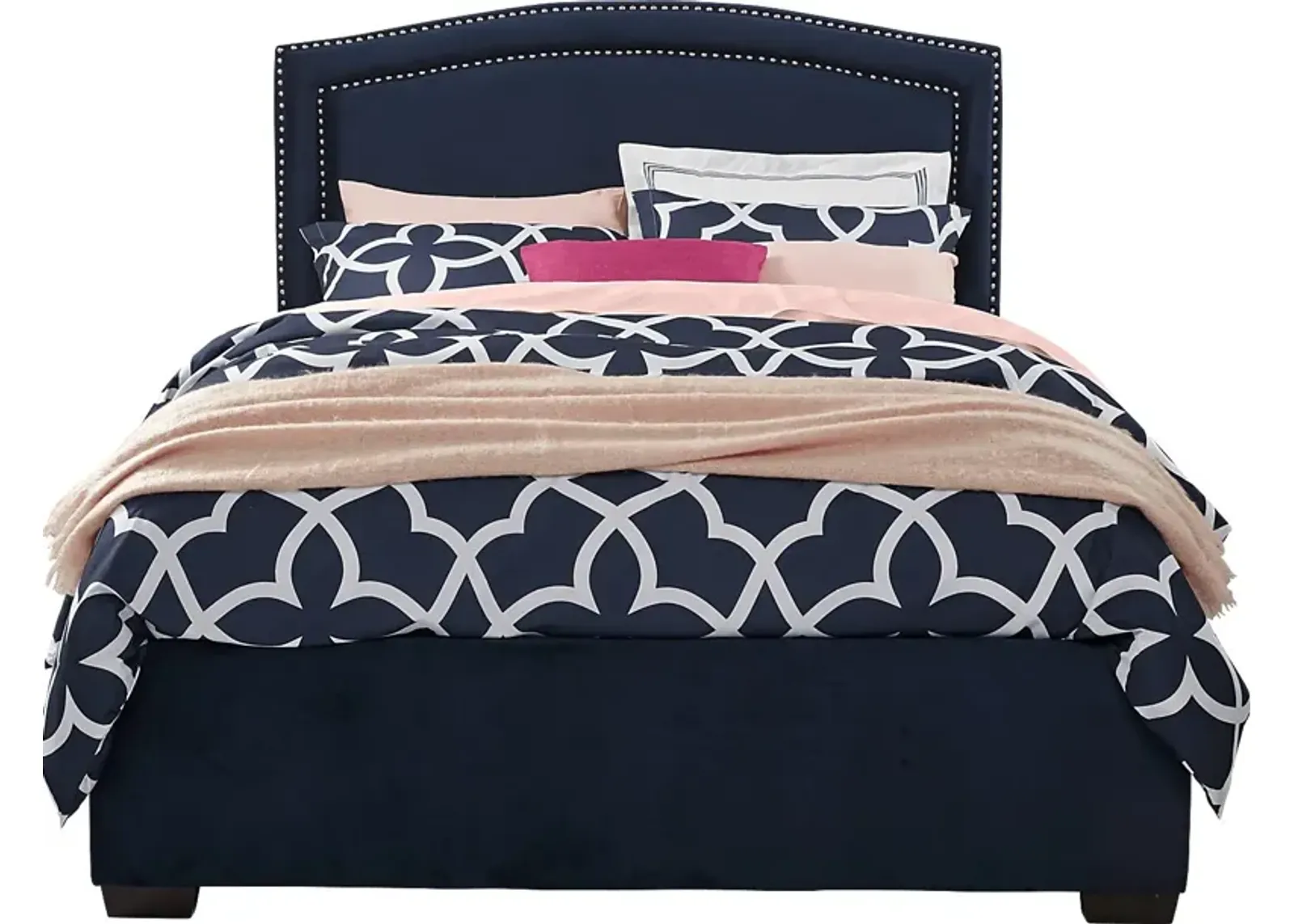 Loden Navy 3 Pc King Upholstered Bed