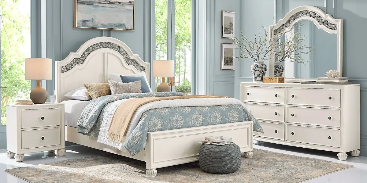 Augustine White 3 Pc King Arched Panel Bed
