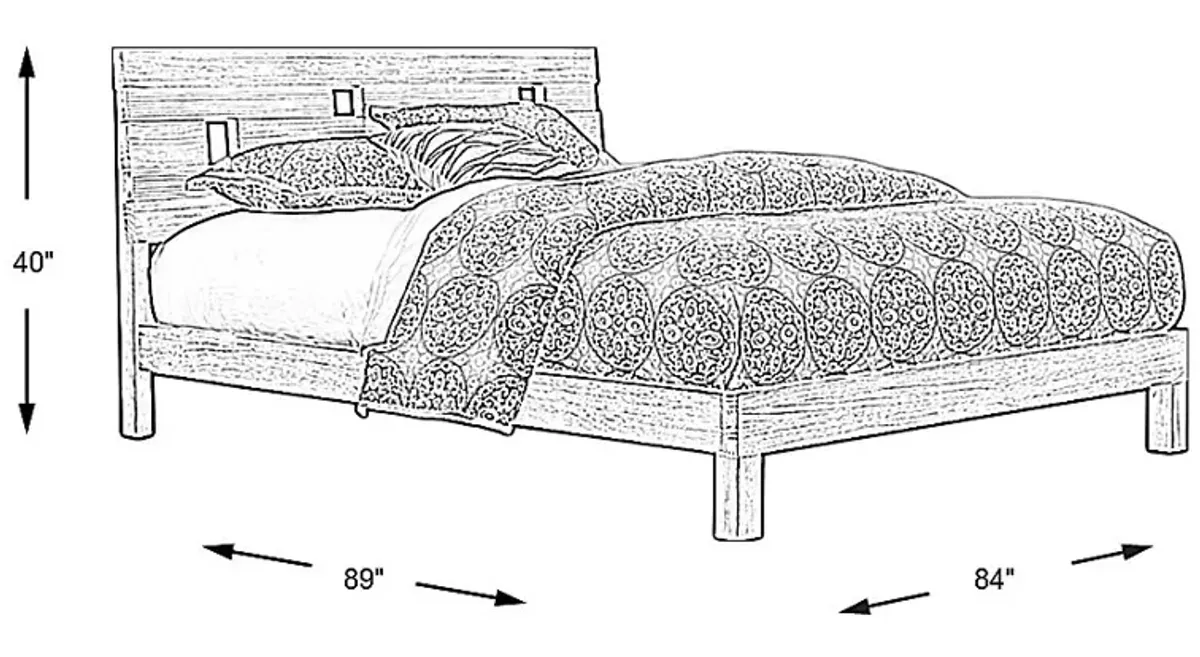 Gardenia Pecan 3 Pc King Platform Bed