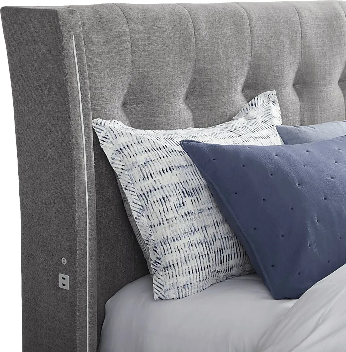 Carlie Gray 3 Pc King Upholstered Bed